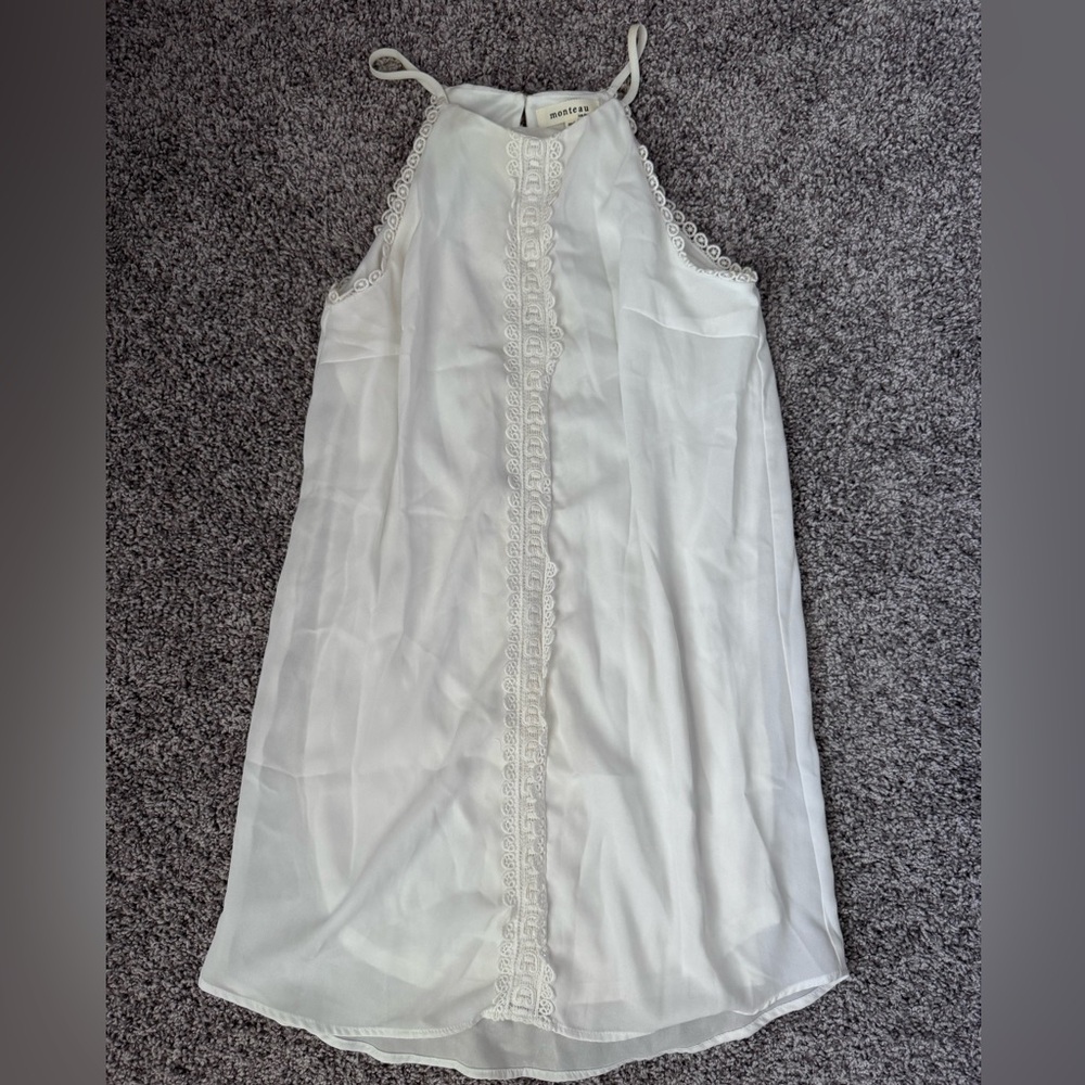 Monteau White Lace Trim Mini Dress